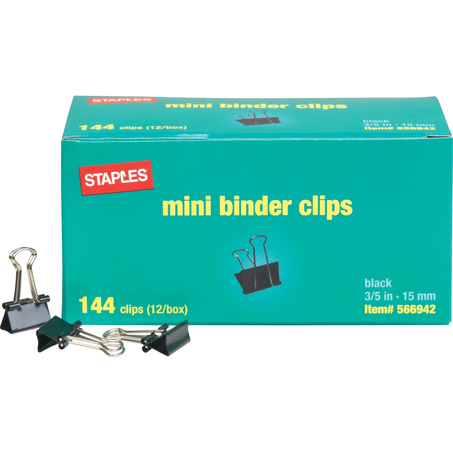 Staples® 0.6 Binder Clips, Mini, Black, 144/Pack (ST15338/15338)