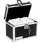 Vaultz Locking Card File Box, Holds 4 x 6 Cards, 450-Card Capacity, Black/Silver