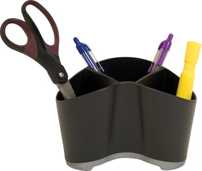 Storex Iceland Durable Plastic Mini Desk Organizer, 4.375 x 7 x 4, Black (00109B06C)