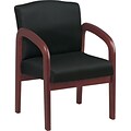 Office Star Wood Guest Chair, Cherry Finish with Black Fabric