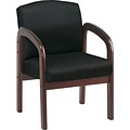 Office Star Wood Guest Chair, Mahogany Finish Wood with Black Fabric