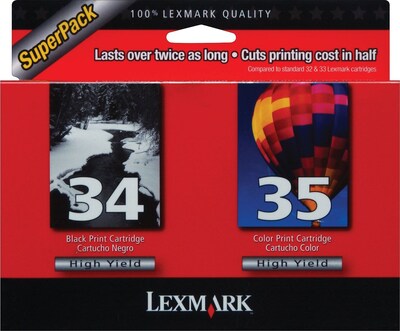Lexmark 34/35 Black/Tri-Color High Yield Ink Cartridge, 2/Pack (18C0535)