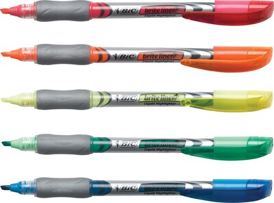 BIC® Brite Liner®+ Liquid Highlighters, Assorted, 5/Pack