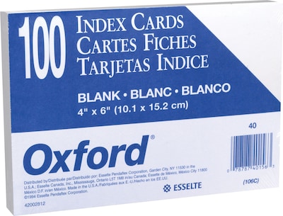 Oxford Index Cards, Ruled, 4x6 Inch - 100 cards