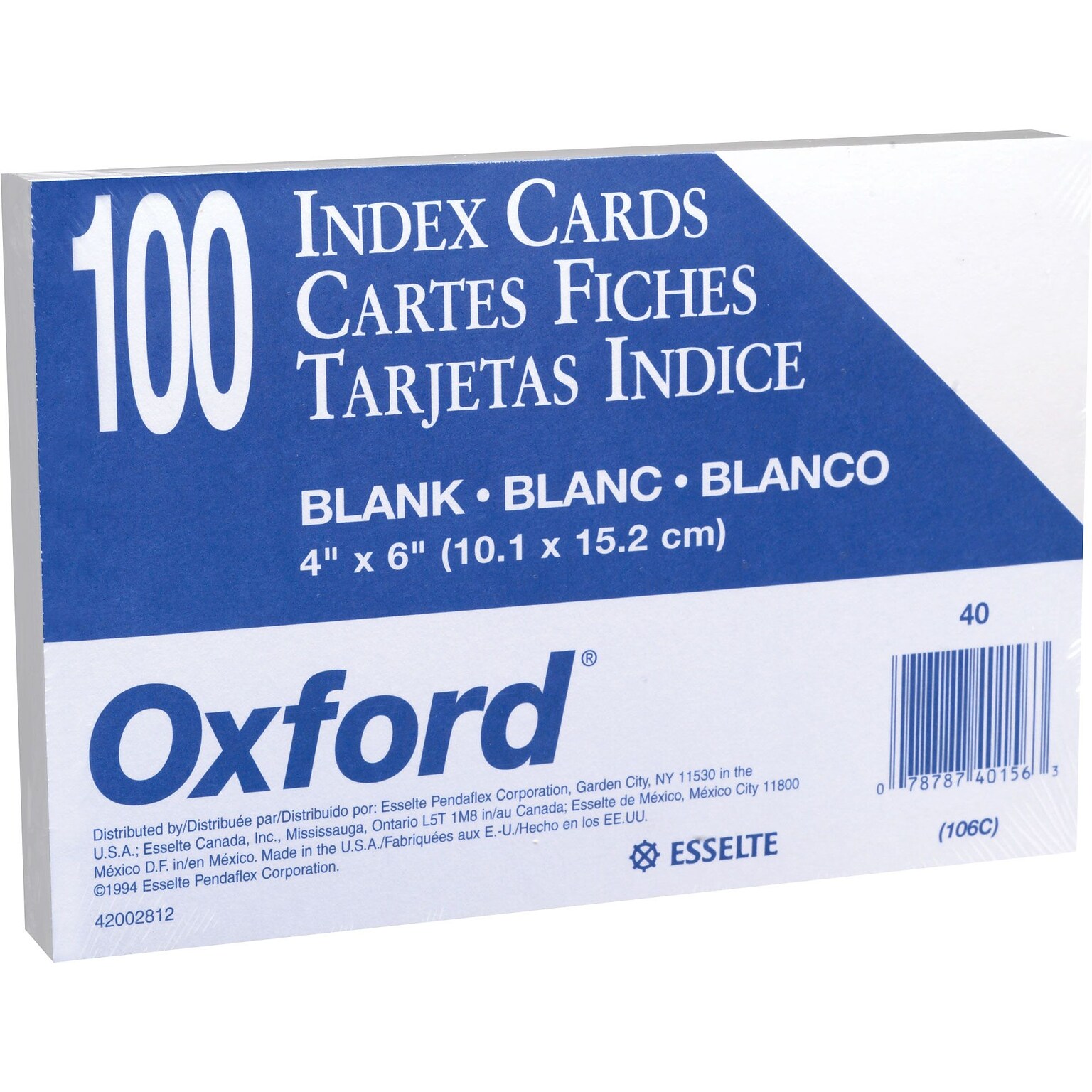 Oxford Index Cards, 4 x 6, White, 100 Cards/Pack (40EE)