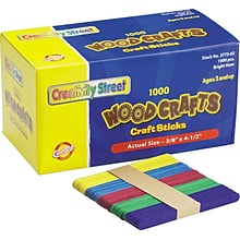 Creativity Street Company Colored Wood Sticks, (Popsicle) Size, Assorted, 4.5 x.38, 1,000/Bx