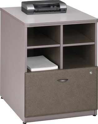 Bush Business Furniture Cubix 24W Storage Cabinet, Pewter/White Spectrum, Installed (WC14523FA)