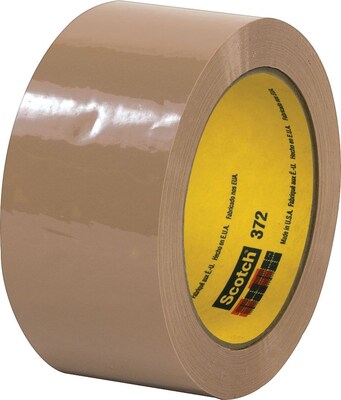 3M #372 Hot Melt Packing Tape, 2x55 yds., Tan, 36/Case