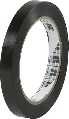 3M™ 860 Tensilized Poly Strapping Tape, 1/2" x 60 yds., Black, 144/Case