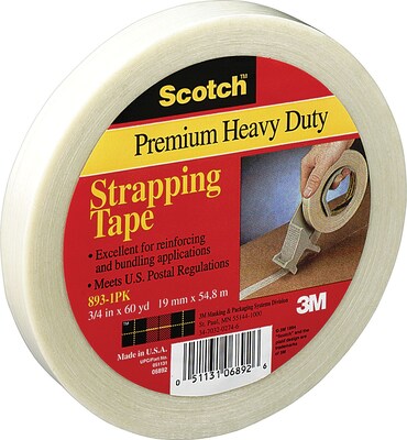 Scotch® #893 General Performance Filament Tape, 3/8x60 yds., 96/Case,