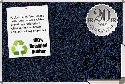 Best-Rite Blue Rubber-Tak Bulletin Board, Euro Trim Frame, 2' x 1.5'