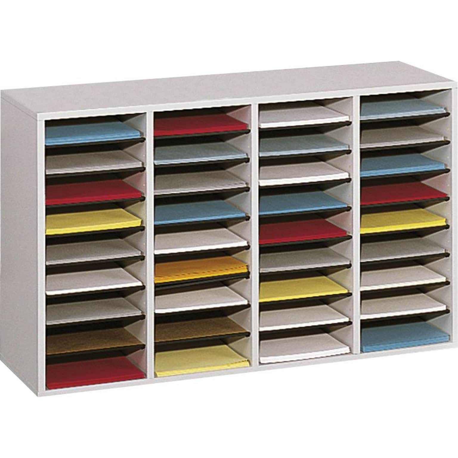 Safco® Adjustable Compartment Literature Organizers in Grey Finish, 36 Shelves