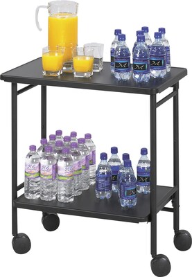 Safco® Folding Office/Beverage Cart, 2 Shelf, 30(H) x 26(W) x 15(D), Black