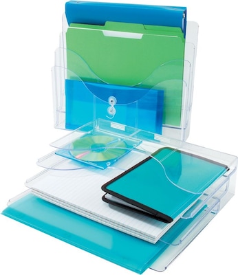 Deflect-O 3-Compartment Plastic File Organizer, Clear (390201)