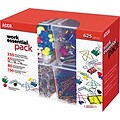 ACCO® Clip Pack, Paper Clips, Binder Clips, Butterfly Clips, Push Pins, 625 Item Total