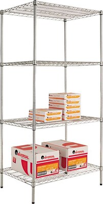 Alera® Industrial Wire Shelving Starter Set, 36Wx24D, Silver