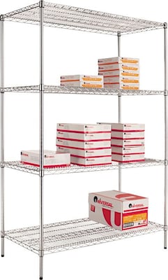 Alera® Industrial Wire Shelving Starter Set, 48Wx18D, Silver