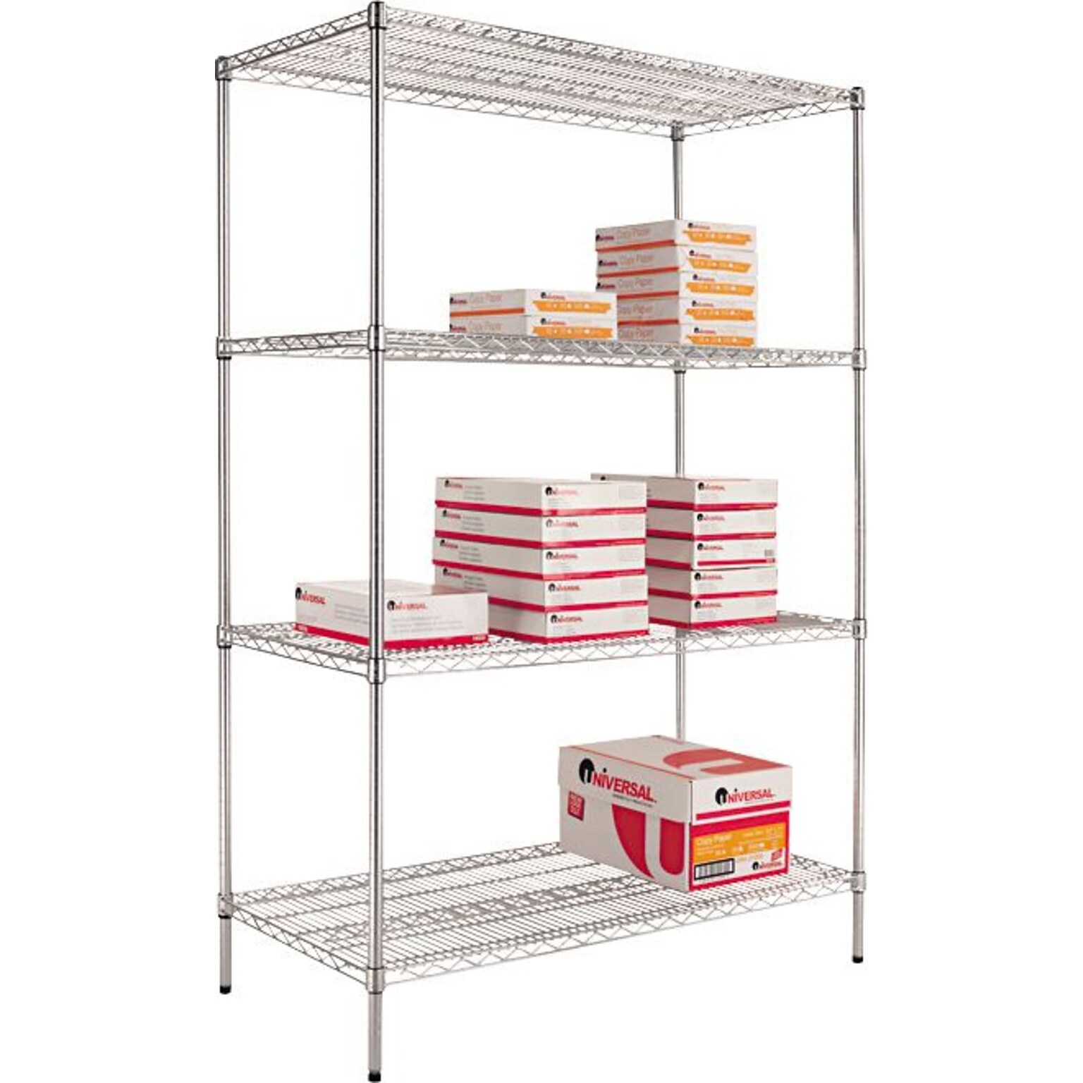 Alera® Industrial Wire Shelving Starter Set, 48Wx18D, Silver