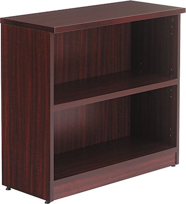 Alera Valencia 29.5H 2-Shelf Bookcase with Adjustable Shelf, Mahogany Laminated Wood (ALEVA633032MY