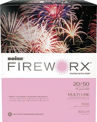 Boise FIREWORX Premium Multi-Use Colored Paper, 8 1/2 x 11, Echo Orchid™, 500/Ream (MP2201-OR)