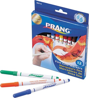 Prang Classic Washable Water Based Paint Markers, Fine Tip, Assorted Colors, 12/Pack (80714)