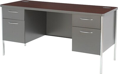 HON Mentor™ Series 60 Double Pedestal Credenza, Mahogany/Charcoal