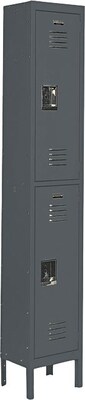 Edsal® Quick-Assemble Double-Tier Steel Lockers, 1-Wide, Grey