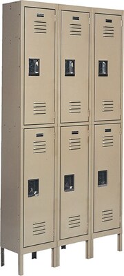 Edsal® Quick Assemble Double-Tier 6 Locker Unit, Tan