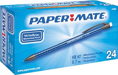 Paper Mate® Write Bros® Mechanical Pencil; HB-Soft; 0.7 mm (Dia); Assorted Barrel; 24/Pack
