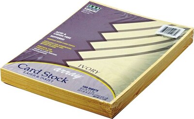 Array 65 lb. Cardstock Paper, 8.5" x 11", Ivory, 100 Sheets/Pack (101186)