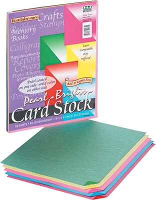 Pacon® Reminiscence Card Stock Paper, 65 Lbs. Assorted Bright Colors, 8 1/2H x 11W, 50 Sheets/Pk (