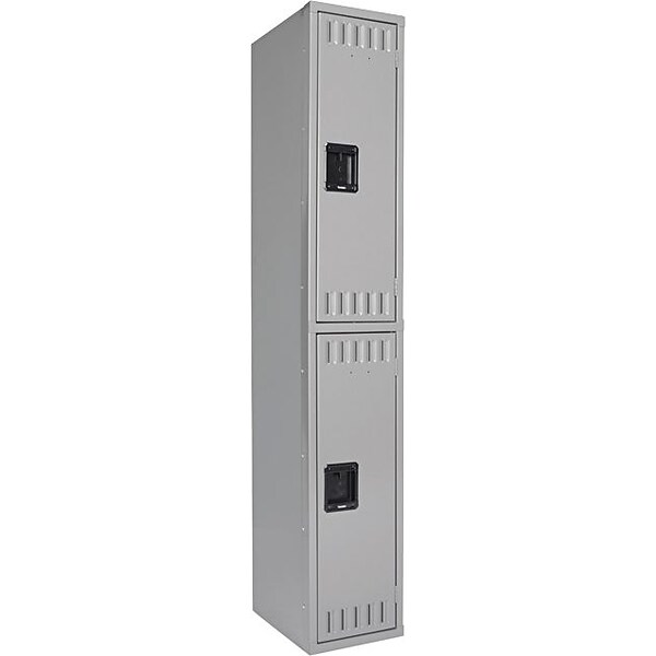 Tennsco Double-Tier Lockers, Single Unit, Medium Gray, 72H x 12W x 18D (DTS121836AMG)
