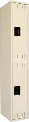 Tennsco Heavy Gauge Steel Double Tier Lockers, 1 Wide, Sand (DTS121836ASD)