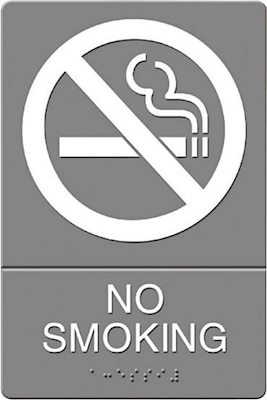 U.S. Stamp & Sign Headline® ADA NO SMOKING Sign, Gray/White, 6 x 9 (USS4813)