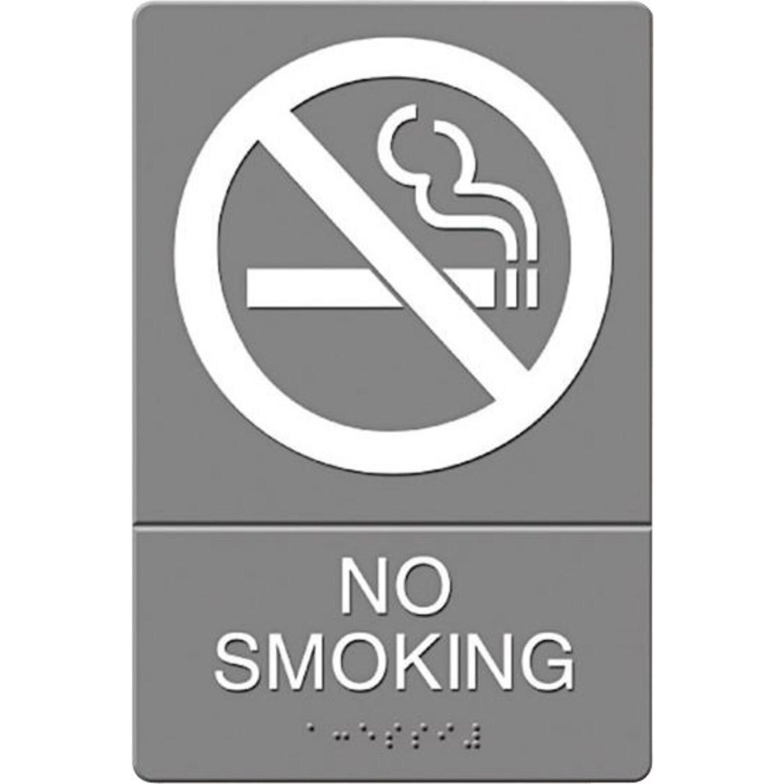 U.S. Stamp & Sign Headline® ADA NO SMOKING Sign, Gray/White, 6 x 9 (USS4813)