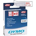 DYMO® Tape Cartridge for Electronic Label Makers, 1/2 x 23, Red on Clear