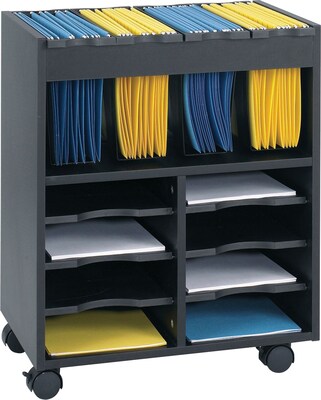 Safco Mobile 6-Shelf File Cart with Swivel Wheels, Black Particle Board (5390BL)