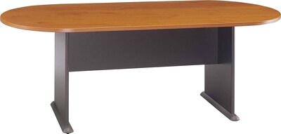 Bush Business Furniture Racetrack Conference Room Tables, Natural Cherry With Graphite Grey, Ready to Assemble