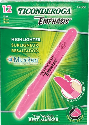 Ticonderoga® Emphasis Fluorescent Highlighter, Chisel Tip, Pink