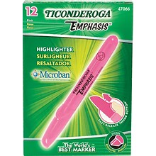 Ticonderoga® Emphasis Fluorescent Highlighter, Chisel Tip, Pink