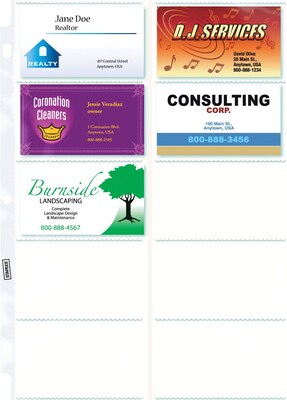 Untabbed Business Card Pages, 10/Pack