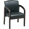 Office Star Wood Guest Chair, Mahogany Finish Wood with Black Faux Leather