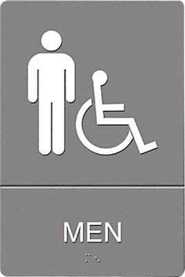 U.S. Stamp & Sign Headline ADA MEN Wheelchair Accessible Restroom Sign, 6 x 9, Gray/White (UST48