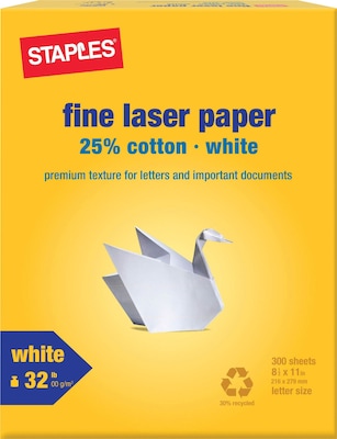 25% Cotton Fine Laser Paper, White