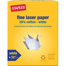 25% Cotton Fine Laser Paper, White