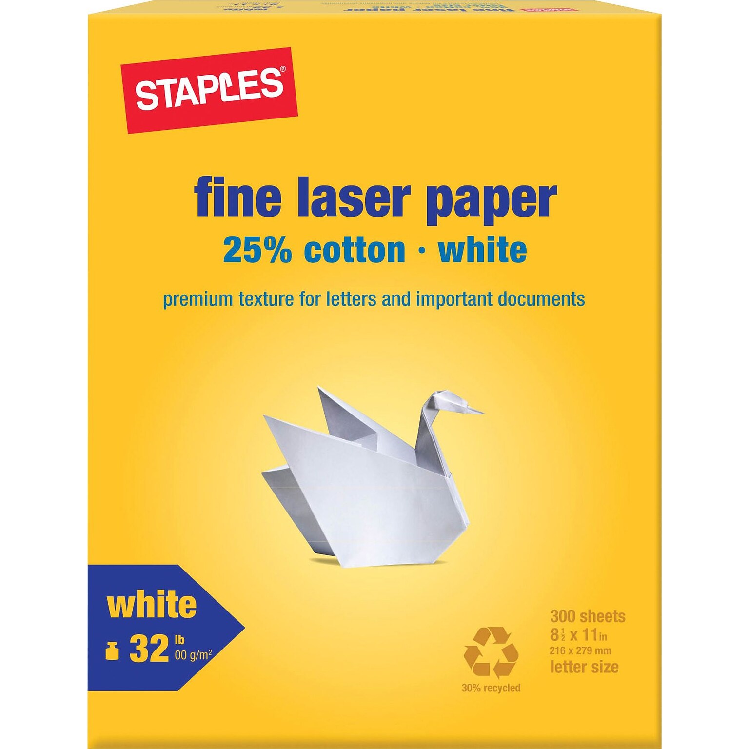 25% Cotton Fine Laser Paper, White