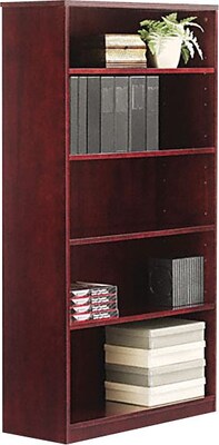 Alera™ Verona Veneer Office Collections in Mahogany; Five-Shelf Bookcase, 66Hx36Wx14D