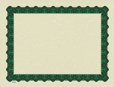 Great Papers® Parchment Certificates with Metallic Green Border, 25/Pack