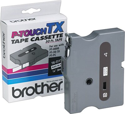 Brother TX TX2111 Label Maker Tape, 1W, Black on White