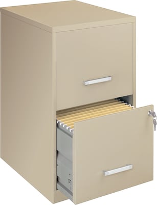 Space Solutions 2-Drawer File Cabinet, Letter-Width, Putty, 18 Deep (14340)